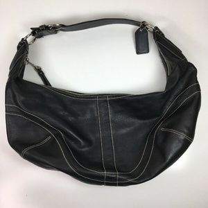 COACH Black Crossbody Leather Handbag Silver Clasp